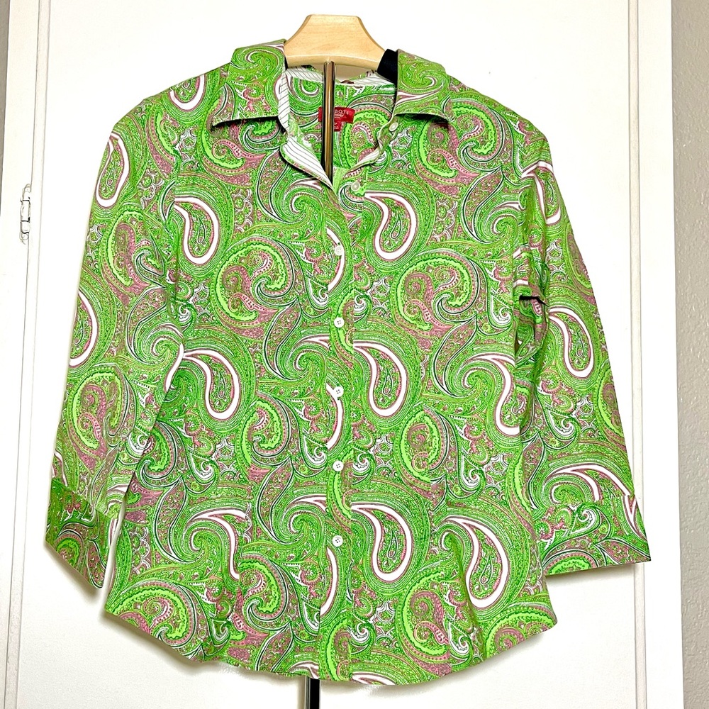 NWOT Talbots Paisley Button Up Blouse